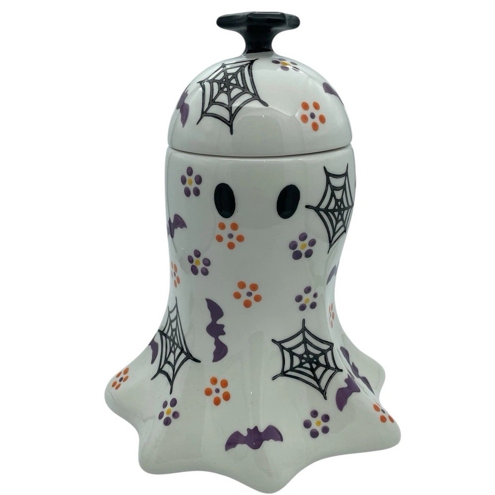 Temptations By Tara Halloween Ghost Cookie Jar W/Cookie Cutter EUC